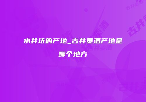 水井坊的产地_古井贡酒产地是哪个地方