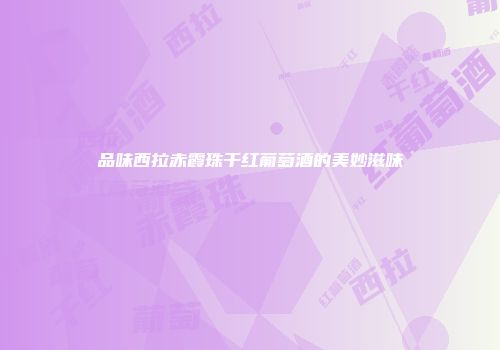 品味西拉赤霞珠干红葡萄酒的美妙滋味