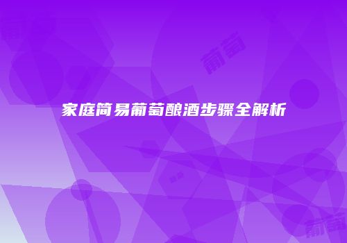 家庭简易葡萄酿酒步骤全解析