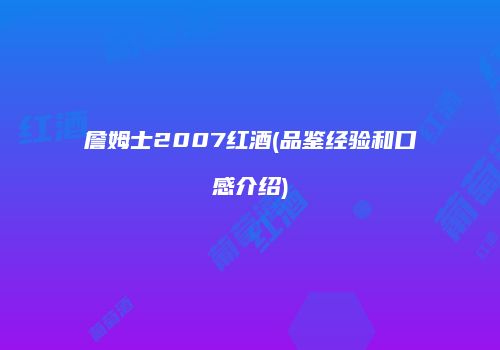 詹姆士2007红酒(品鉴经验和口感介绍)