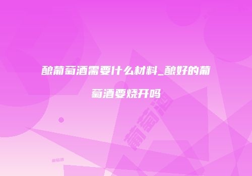 酿葡萄酒需要什么材料_酿好的葡萄酒要烧开吗