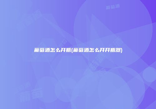 葡萄酒怎么开瓶(葡萄酒怎么开开瓶器)