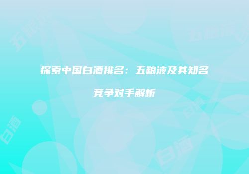 探索中国白酒排名：五粮液及其知名竞争对手解析