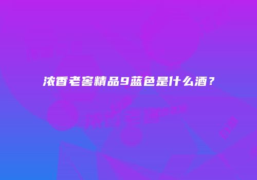 浓香老窖精品9蓝色是什么酒？