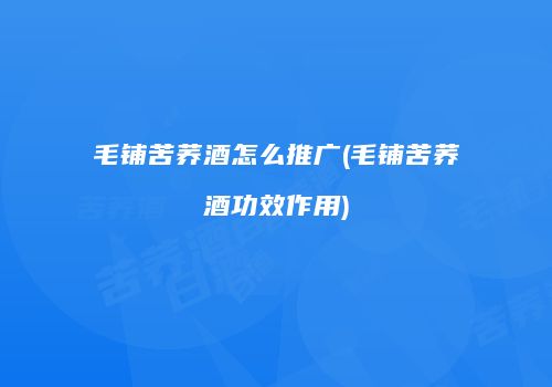 毛铺苦荞酒怎么推广(毛铺苦荞酒功效作用)