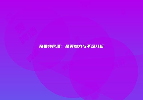 格鲁特啤酒：昂贵魅力与不足分析