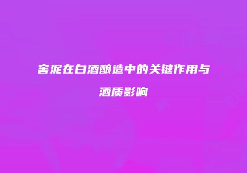 窖泥在白酒酿造中的关键作用与酒质影响