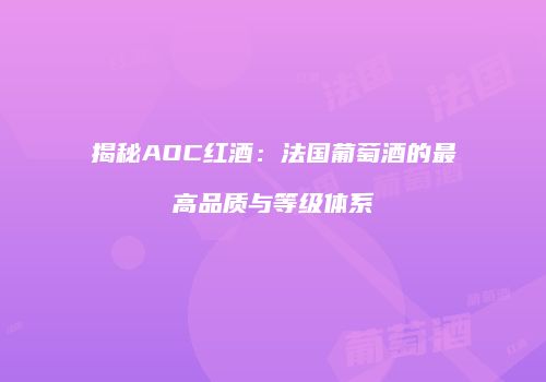 揭秘AOC红酒：法国葡萄酒的最高品质与等级体系