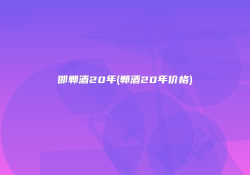 邯郸酒20年(郸酒20年价格)