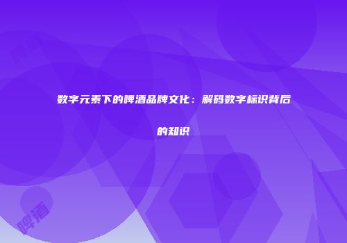 数字元素下的啤酒品牌文化：解码数字标识背后的知识