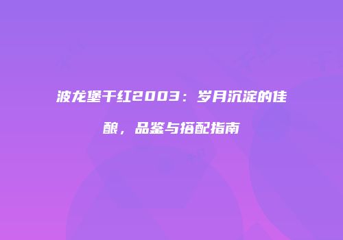 波龙堡干红2003：岁月沉淀的佳酿，品鉴与搭配指南
