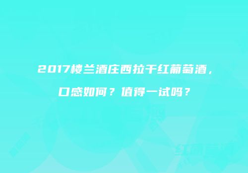 2017楼兰酒庄西拉干红葡萄酒，口感如何？值得一试吗？