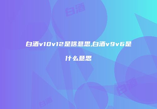 白酒v10v12是啥意思,白酒v9v6是什么意思