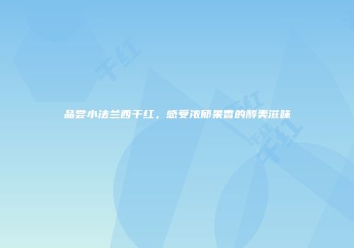 品尝小法兰西干红，感受浓郁果香的醇美滋味