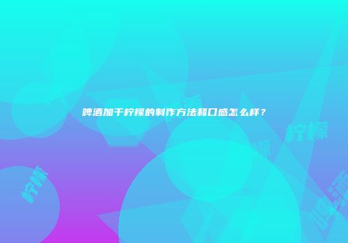啤酒加干柠檬的制作方法和口感怎么样？