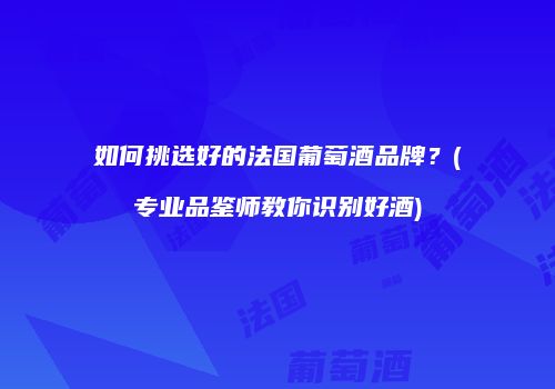 如何挑选好的法国葡萄酒品牌？(专业品鉴师教你识别好酒)