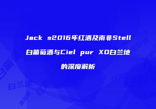 Jack s2016年红酒及南非Stell白葡萄酒与Ciel pur XO白兰地的深度解析