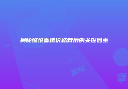 揭秘酩悦香槟价格背后的关键因素