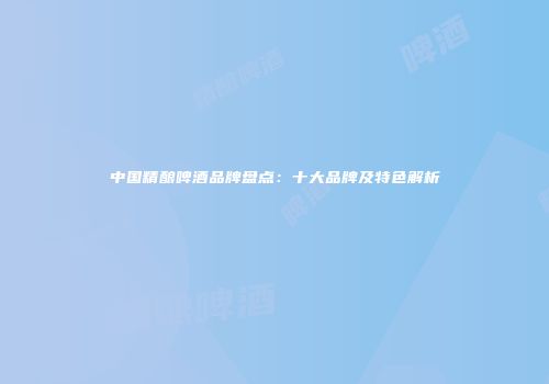 中国精酿啤酒品牌盘点：十大品牌及特色解析