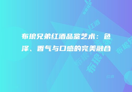 布琅兄弟红酒品鉴艺术：色泽、香气与口感的完美融合