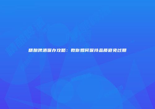 精酿啤酒保存攻略：教你如何保持品质避免过期