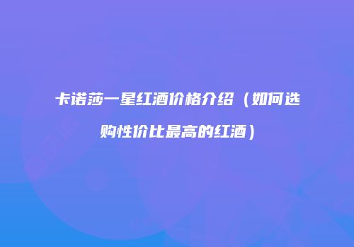 卡诺莎一星红酒价格介绍（如何选购性价比最高的红酒）