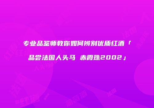 专业品鉴师教你如何辨别优质红酒「品尝法国人头马 赤霞珠2002」