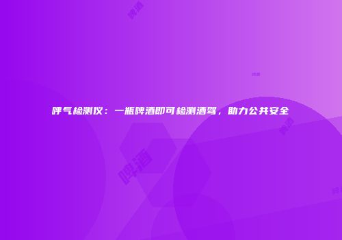 呼气检测仪：一瓶啤酒即可检测酒驾，助力公共安全