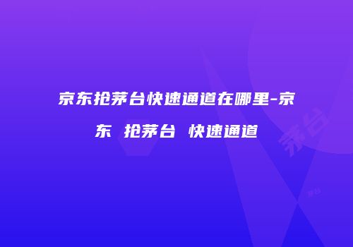 京东抢茅台快速通道在哪里-京东 抢茅台 快速通道