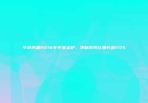 华润啤酒2016半年报出炉，净利润同比增长超20%