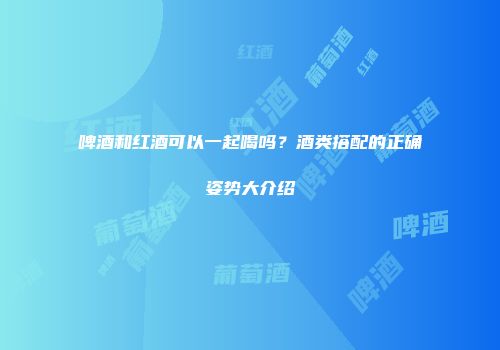 啤酒和红酒可以一起喝吗？酒类搭配的正确姿势大介绍