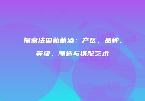 探索法国葡萄酒：产区、品种、等级、酿造与搭配艺术