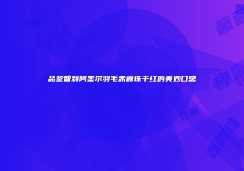 品鉴智利阿奎尔羽毛赤霞珠干红的美妙口感