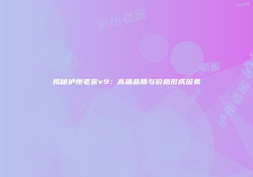 揭秘泸州老窖v9：高端品质与价格形成因素