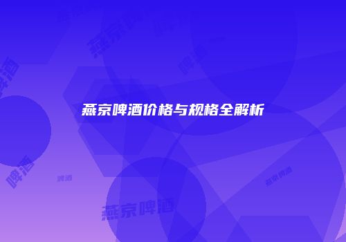 燕京啤酒价格与规格全解析
