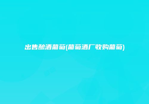出售酿酒葡萄(葡萄酒厂收购葡萄)