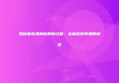 揭秘葡萄酒神秘酿制过程：从葡萄到美酒的蜕变