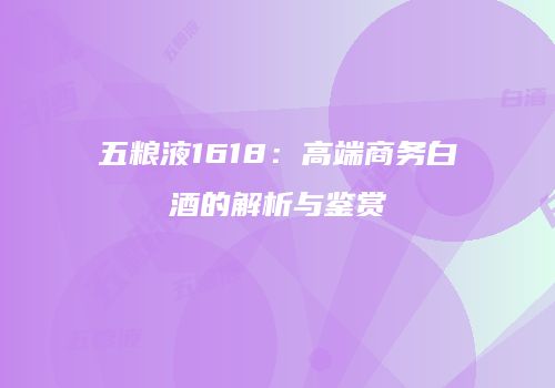 五粮液1618：高端商务白酒的解析与鉴赏
