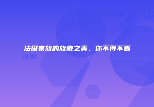 法国家族的族徽之美，你不得不看