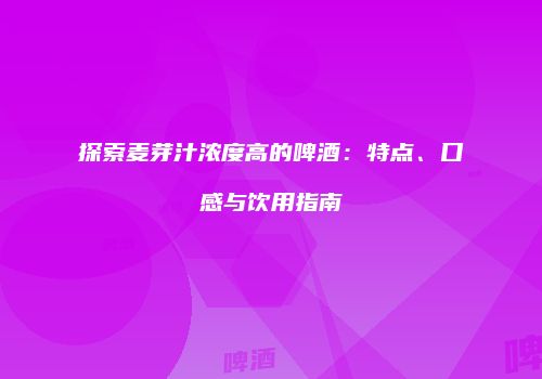 探索麦芽汁浓度高的啤酒：特点、口感与饮用指南