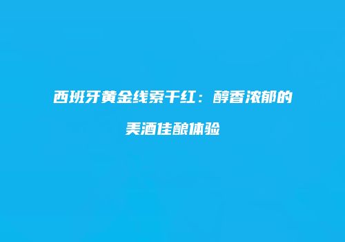 西班牙黄金线索干红：醇香浓郁的美酒佳酿体验