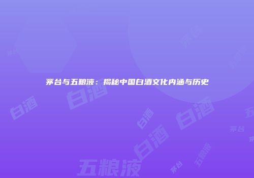 茅台与五粮液：揭秘中国白酒文化内涵与历史