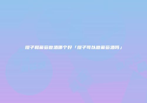 提子和葡萄做酒哪个好「提子可以做葡萄酒吗」