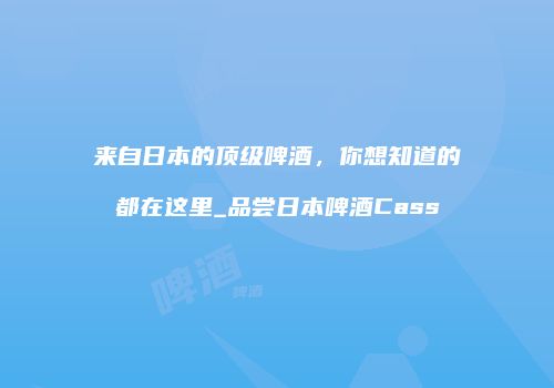 来自日本的顶级啤酒，你想知道的都在这里_品尝日本啤酒Cass
