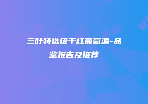三叶特选级干红葡萄酒-品鉴报告及推荐