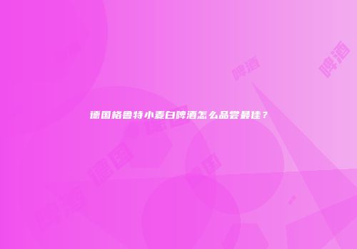 德国格鲁特小麦白啤酒怎么品尝最佳？