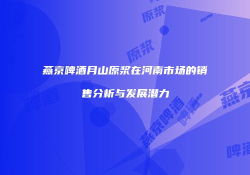燕京啤酒月山原浆在河南市场的销售分析与发展潜力