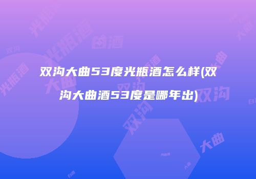 双沟大曲53度光瓶酒怎么样(双沟大曲酒53度是哪年出)