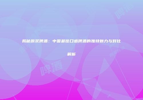 揭秘原浆啤酒：中国最佳口感啤酒的独特魅力与对比解析