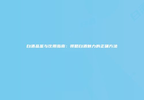 白酒品鉴与饮用指南：领略白酒魅力的正确方法